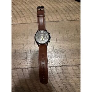 Fossil Neutra Chronograph Mens Watch Black Dial Brown Leather BQ2453 scratched